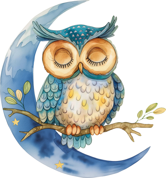 Cute Owl Navigating Night watercolor