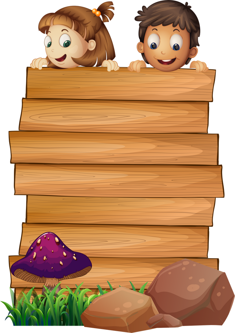 Wooden board template with boy and girl